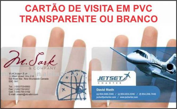 50 cartões em PVC transparente