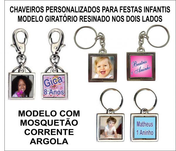 Chaveiro giro Resina nos dois lados